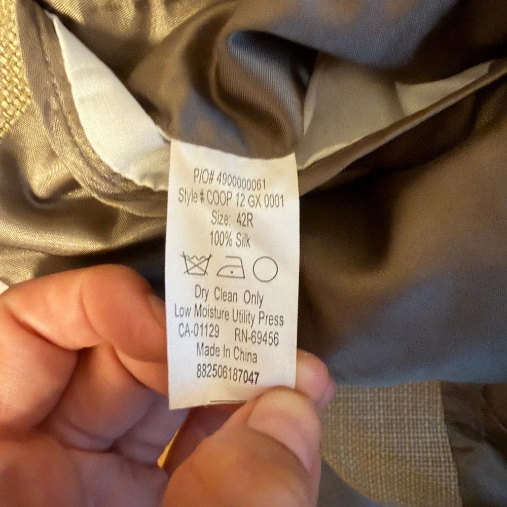 Chaps 100% Silk Two Button Blazer Tan 42R Good